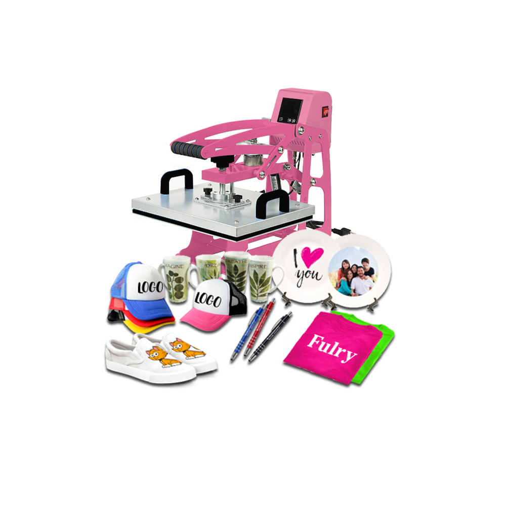 Heat Press Machine Clamshell 10 in 1 (PINK / BLUE) 38cm x 38cm