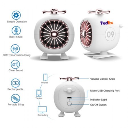 HELI White Bluetooth Speaker with Built-in Battery
