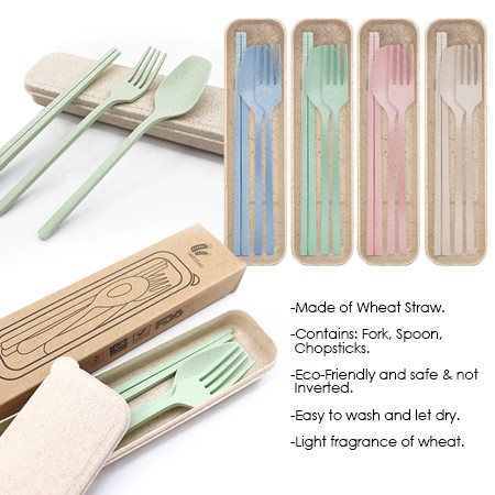3-in-1 Eco-Wheat Cutlery Gifts Set